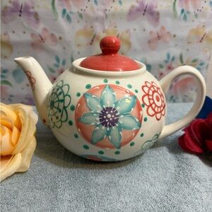Source Unknown Multicolor Floral Teapot